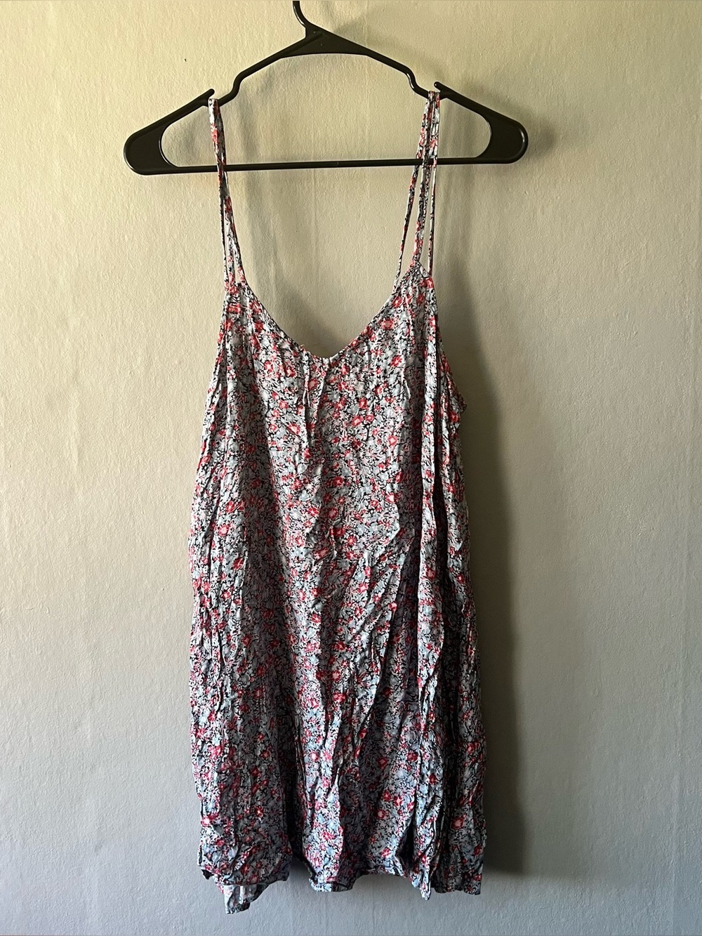American Eagle Pink Blue Floral Camo Lightweight Mini Dress Size Medium